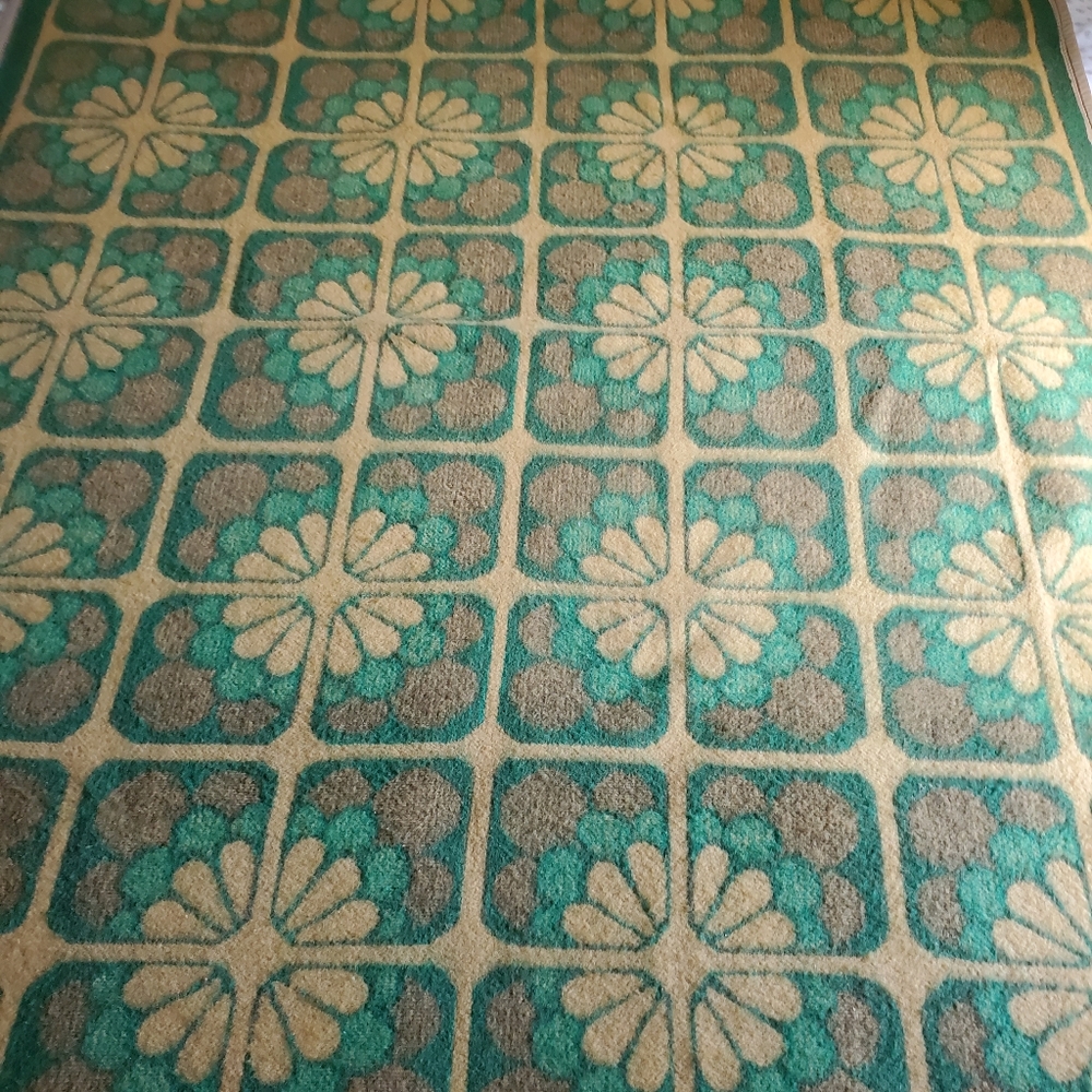 vintage wool blanket green gold